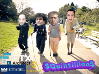 a group of people walking down a path with the words $ quintillions written on the bottom