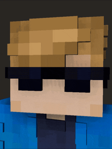 a pixel art of a man wearing sunglasses and a blue jacket