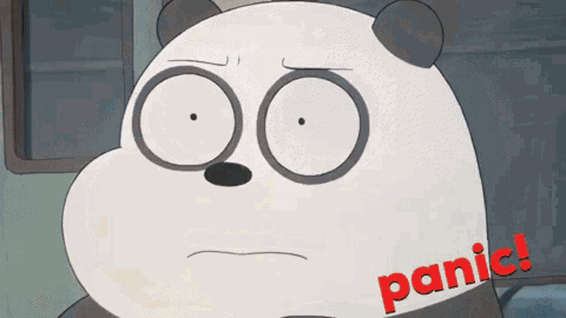 a cartoon of people on a subway with the word panic written in red