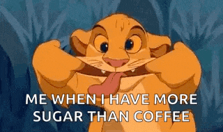 simba from the lion king is making a funny face while holding his tongue out .
