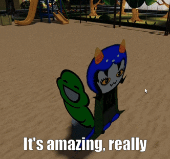 a cartoon character says it 's amazing really next to a green frog