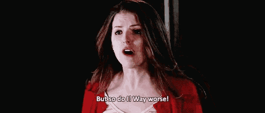 a woman in a red cardigan is saying `` but so do it way worse ! ''