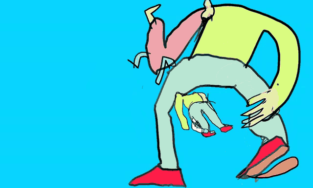 a colorful drawing of a person with a heart on their back