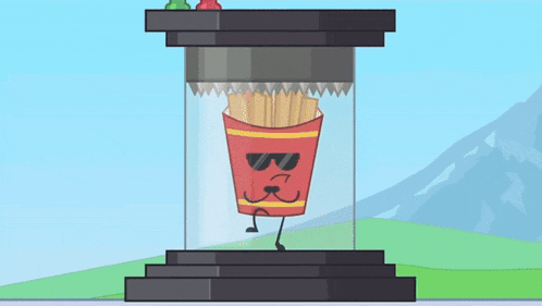 a cartoon drawing of a cylinder with a flame coming out of it