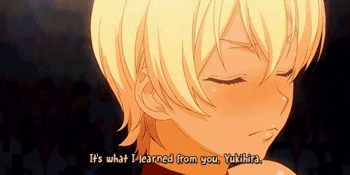 a girl with blonde hair says it 's what i learned from you yukhira