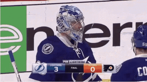a hockey game between the lightning and the flyers is being played