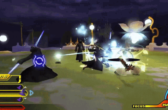 a screenshot of a video game with a focus bar