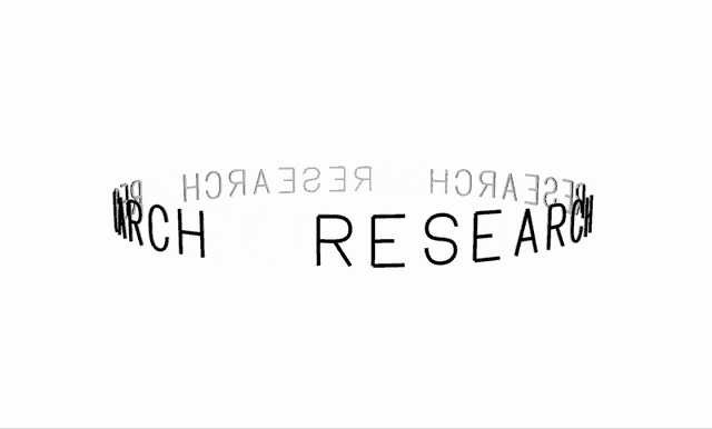 a white background with the word research written on it