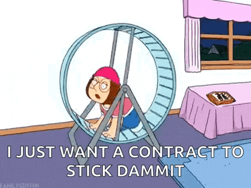 a cartoon character is riding a hamster wheel in a room .
