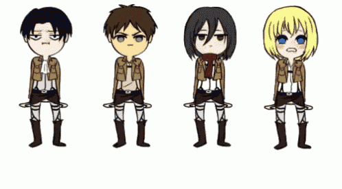 a group of anime characters are standing next to each other with different facial expressions