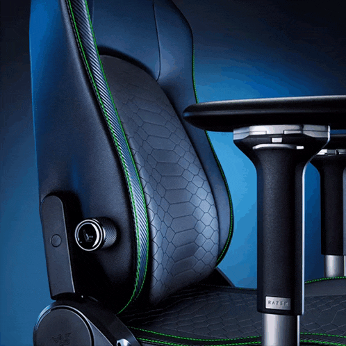 a close up of a razer gaming chair