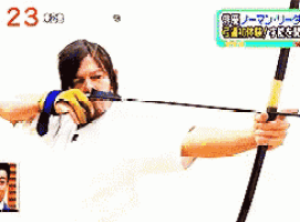 a tv screen shows a target with the words wow awesome on it