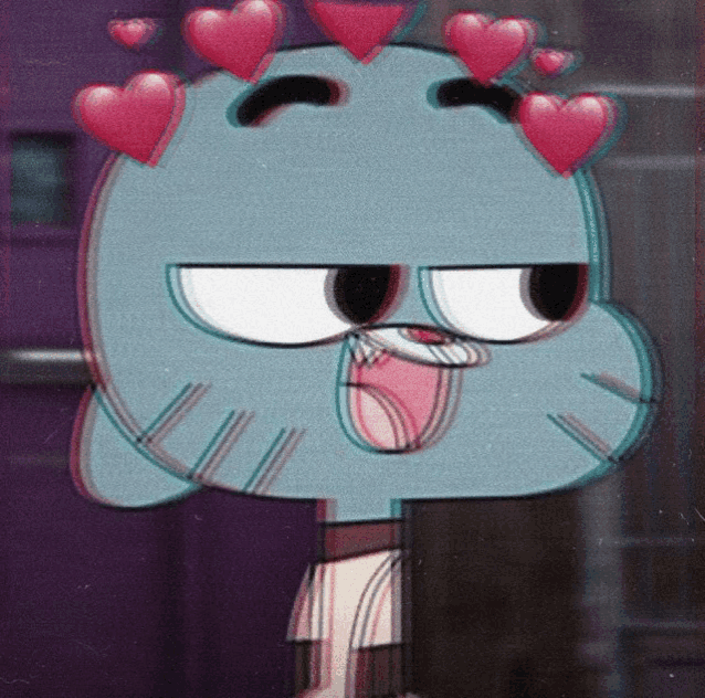 gumball from the amazing world of gumball with hearts on his head