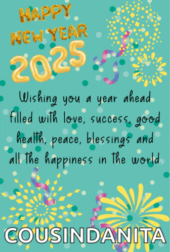 a happy new year greeting card for cousindanita