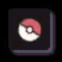 a pixel art icon of a red and white circle with a white circle in the middle .