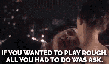 a man and a woman are having sex in a hot tub with the words `` if you wanted to play rough