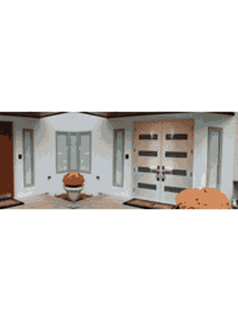a wooden door with a glass window and a handle