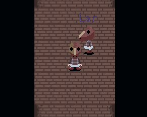 a pixel art drawing of a brick wall with the word let written on it