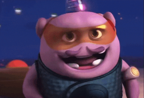 a cartoon character is wearing a mask and sunglasses and smiling