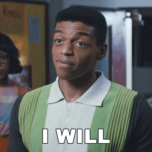 a man in a green and white shirt is saying i will