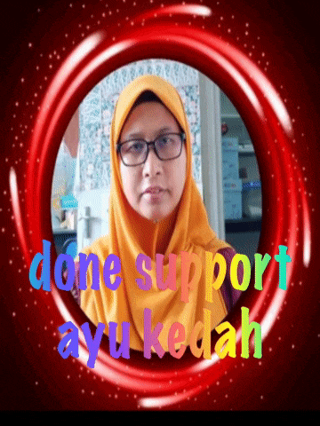 a woman wearing glasses and a yellow scarf with the words done support ayu kedah on the bottom