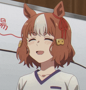 a girl with a horse ear and a letter b on her head