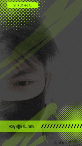 a picture of a man with a mask and the words stiker ey..
