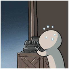 a cartoon of a man holding a wrench looking at something