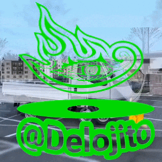 a white truck is parked in a parking lot next to a green sign that says @delofito