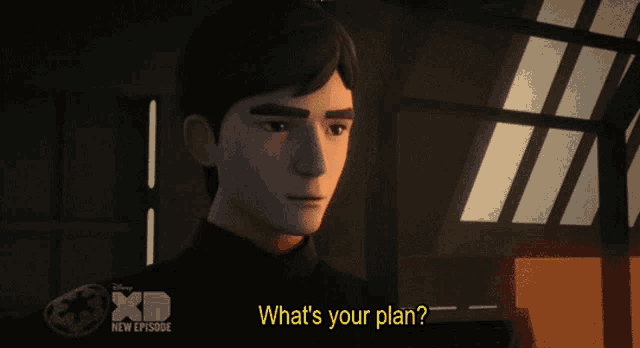 a cartoon character says what 's your plan in a dark room