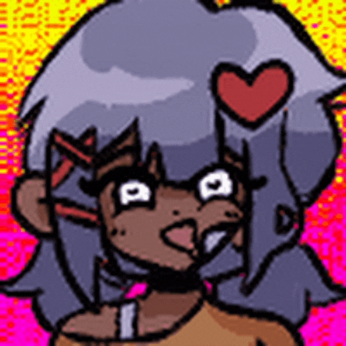 a cartoon girl with a heart on her forehead .