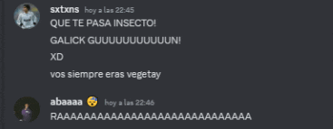 a screenshot of a conversation between sxtxns and galick
