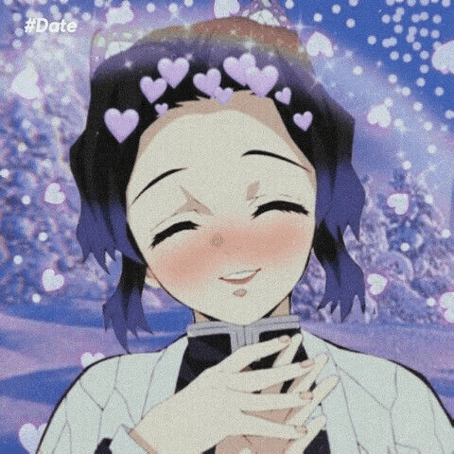 a girl with purple hair is wearing a crown of hearts on her head and smiling .