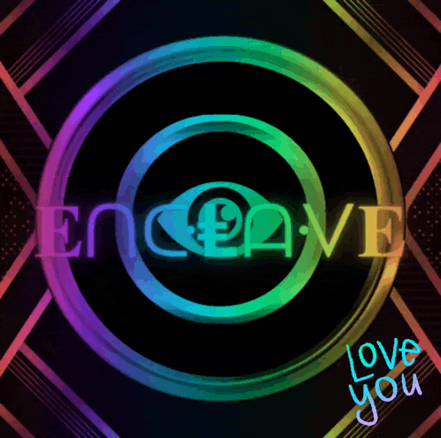 a rainbow colored circle with the word encave inside