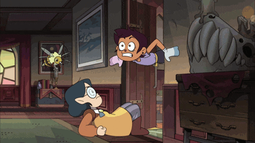 a cartoon of a girl laying on the floor with a bee flying in the background