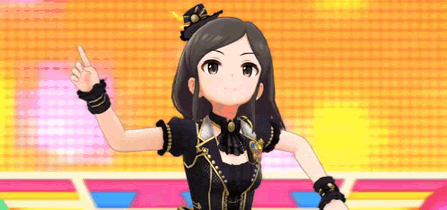 a girl in a black top hat is dancing on a stage .