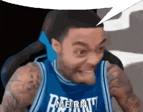 a man in a basketball jersey with the word mern on it