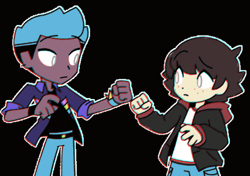 a cartoon of a boy and a girl fighting