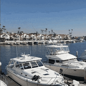 a row of boats are docked in a marina