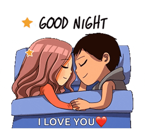 a cartoon of a man and a woman sleeping with the words " good night i love you "