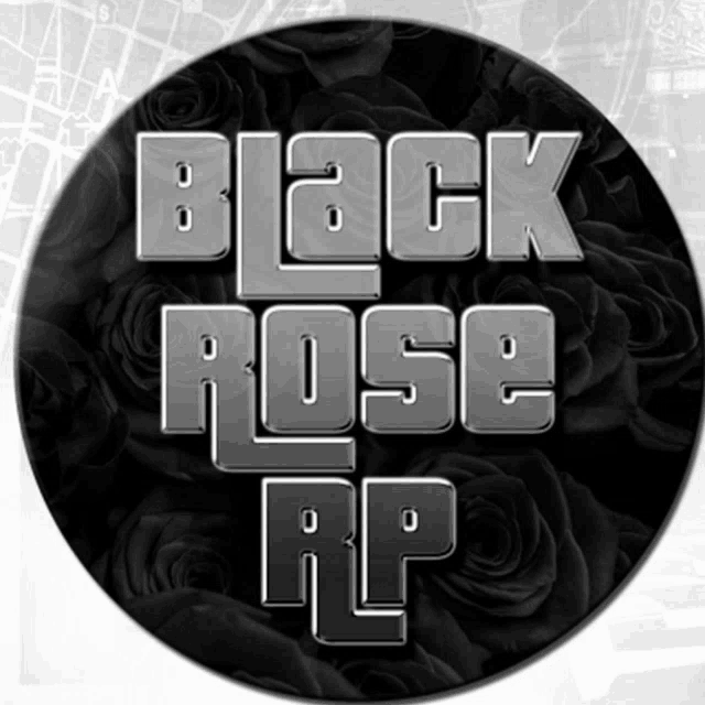 a black circle with the words black rose rp written on it