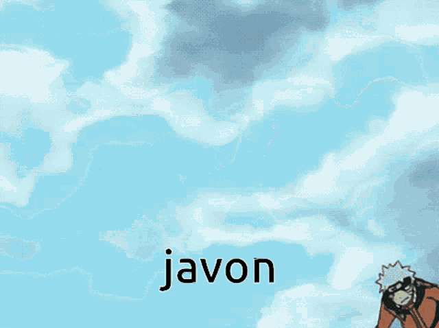 a black and white cartoon character with the name javon on the bottom