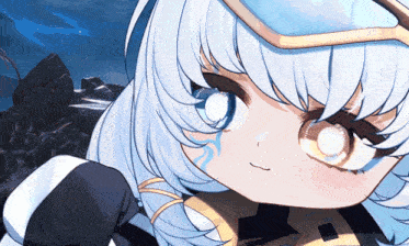 a close up of a anime character with white hair