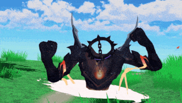 a video game character with chains around his neck and horns