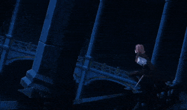 a cartoon scene with a sword being thrown in the air
