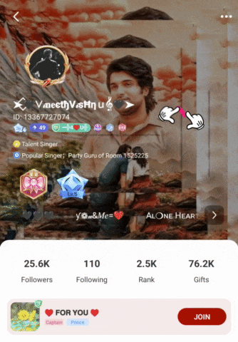 a screenshot of a person 's profile with a red join button on the bottom