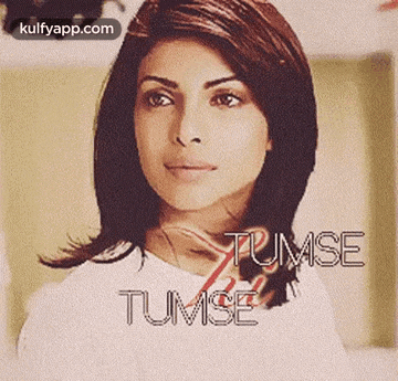 a close up of a woman with the words tumse written on it