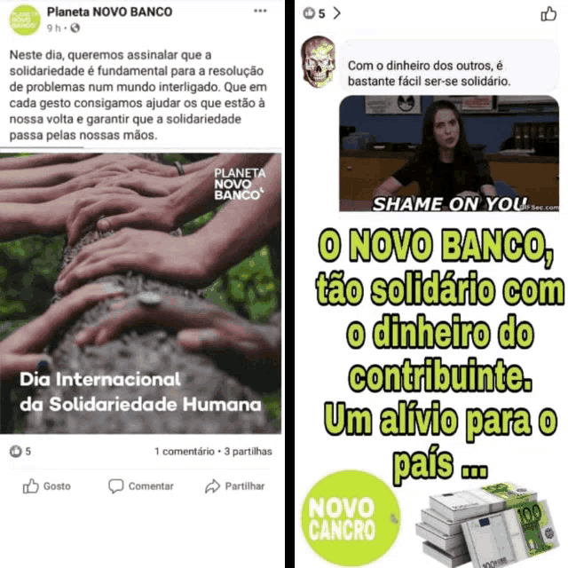 a facebook page for planeta novo banco has a picture of a tree
