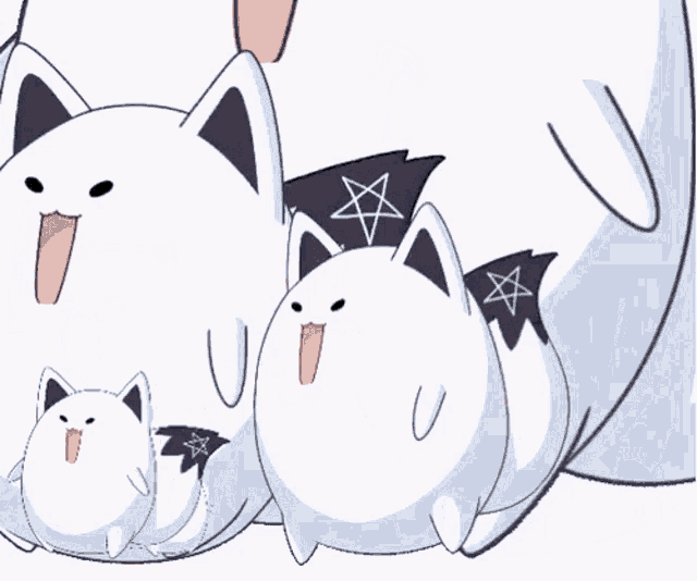 a cartoon drawing of a cat with a pentagram on it 's tail