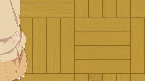 a couple of anime girls laying on a wooden floor with a tbs logo in the corner